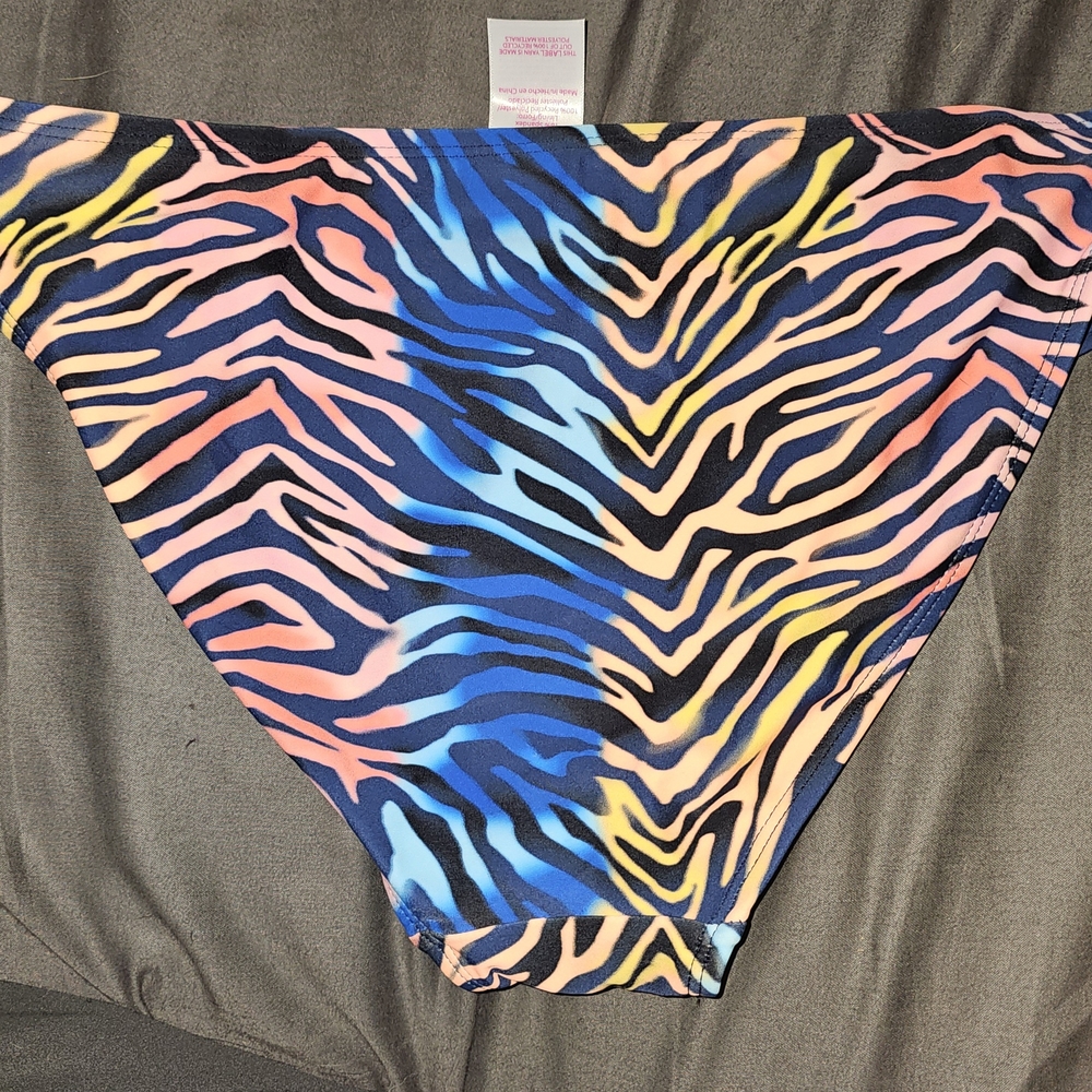 No Boundaries Multicolor Zebra Print Bikini Bottom